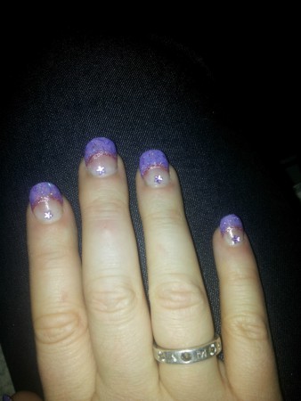 Lila acryl gemixed met glitters
